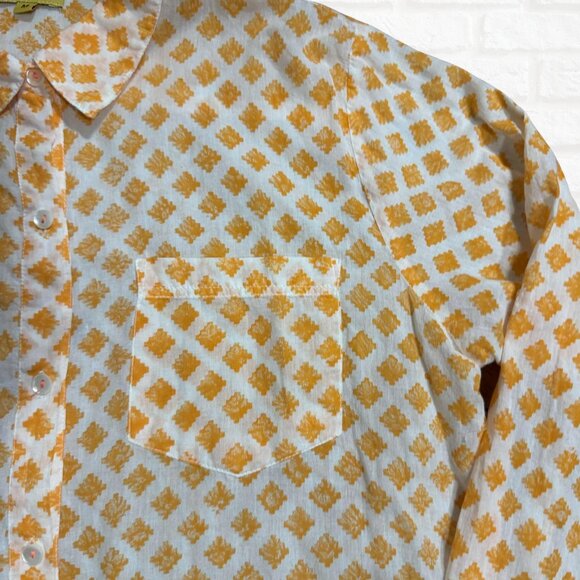 Roberta Roller Rabbit Robert Friedman Cotton Voile Button Down Shirt Orange Med - Picture 5 of 7